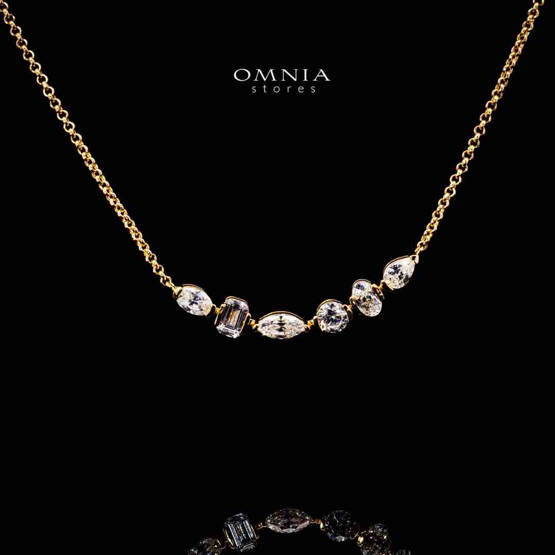 Omnia Huma Golden Pendant Necklace In 925 Silver High Quality Caertified Lab Crafted Stones