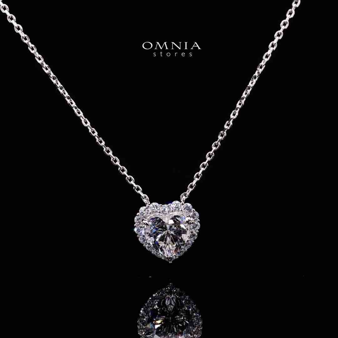 Omnia Mahreen White Heart Pendant Necklace In 925 Silver High Quality Certified Lab Crafted Stones - Image 2