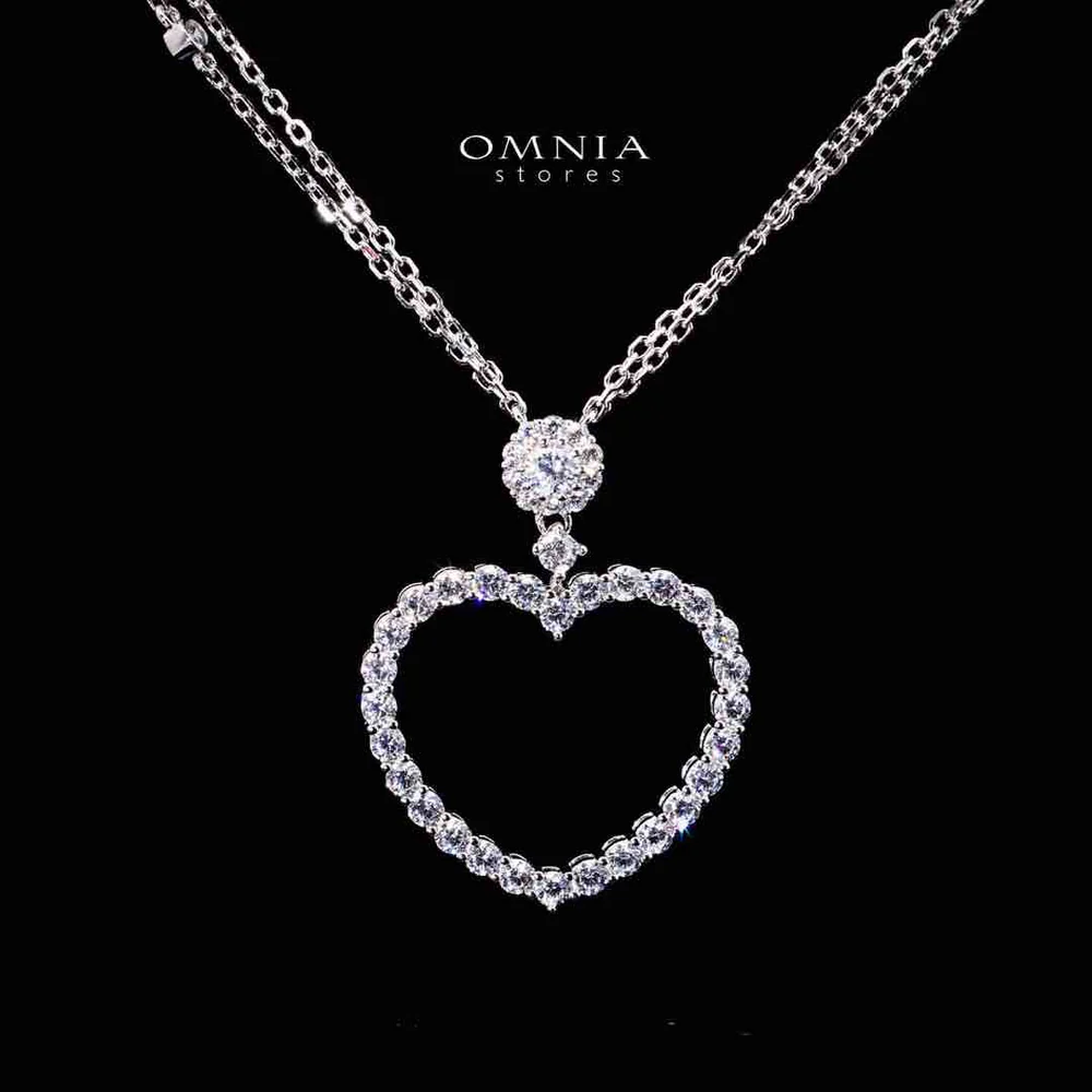 Omnia Raeda White Heart Pendant Necklace In 925 Silver High Quality Caertified Lab Crafted Stones