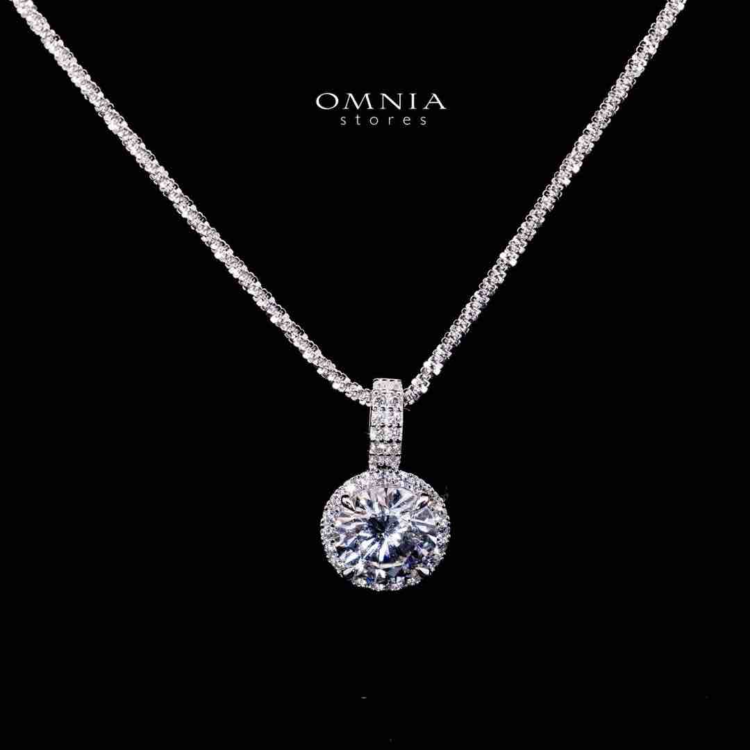 Omnia Falisha White Pendant Necklace In 925 Silver High Quality Certified Lab Crafted Stones - Image 2