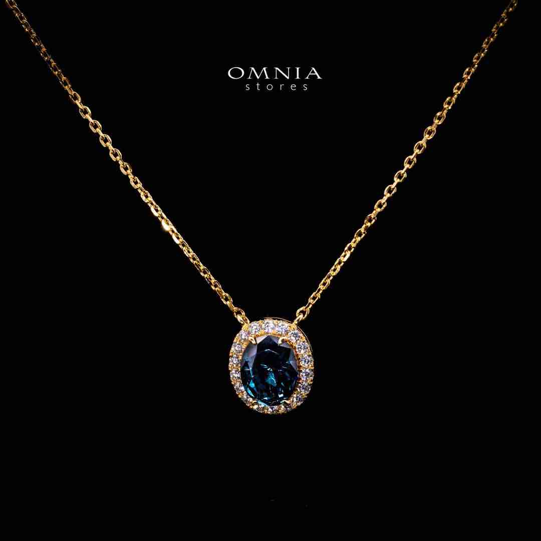 Omnia Fiza Gold Locket Peandant Necklace In 925 Silver High Quality Certified Lab Crafted Blue Stones - Image 2