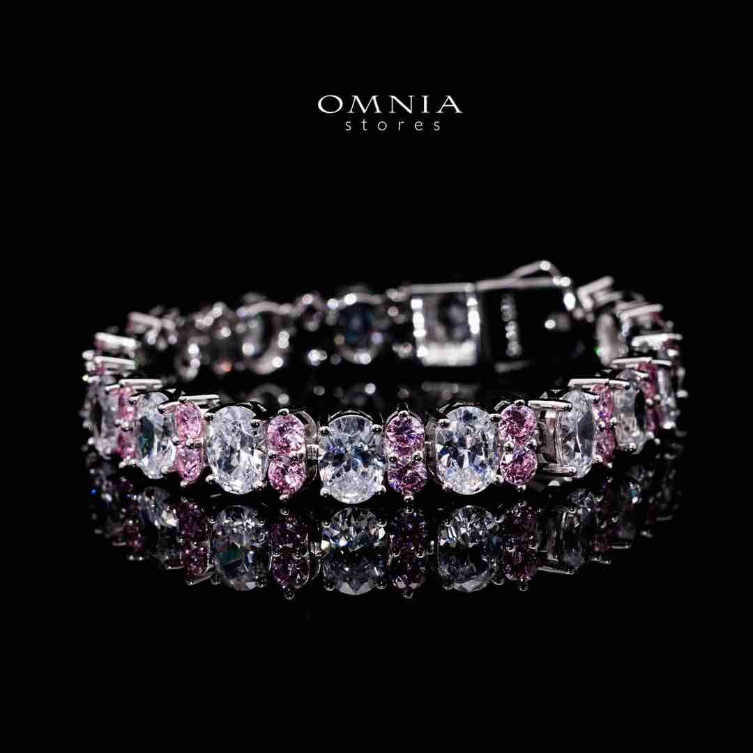 Omnia Jawaria Pink Silver Bracelet in 925 Silver with High-Quality Simulated Diamonds - Image 3