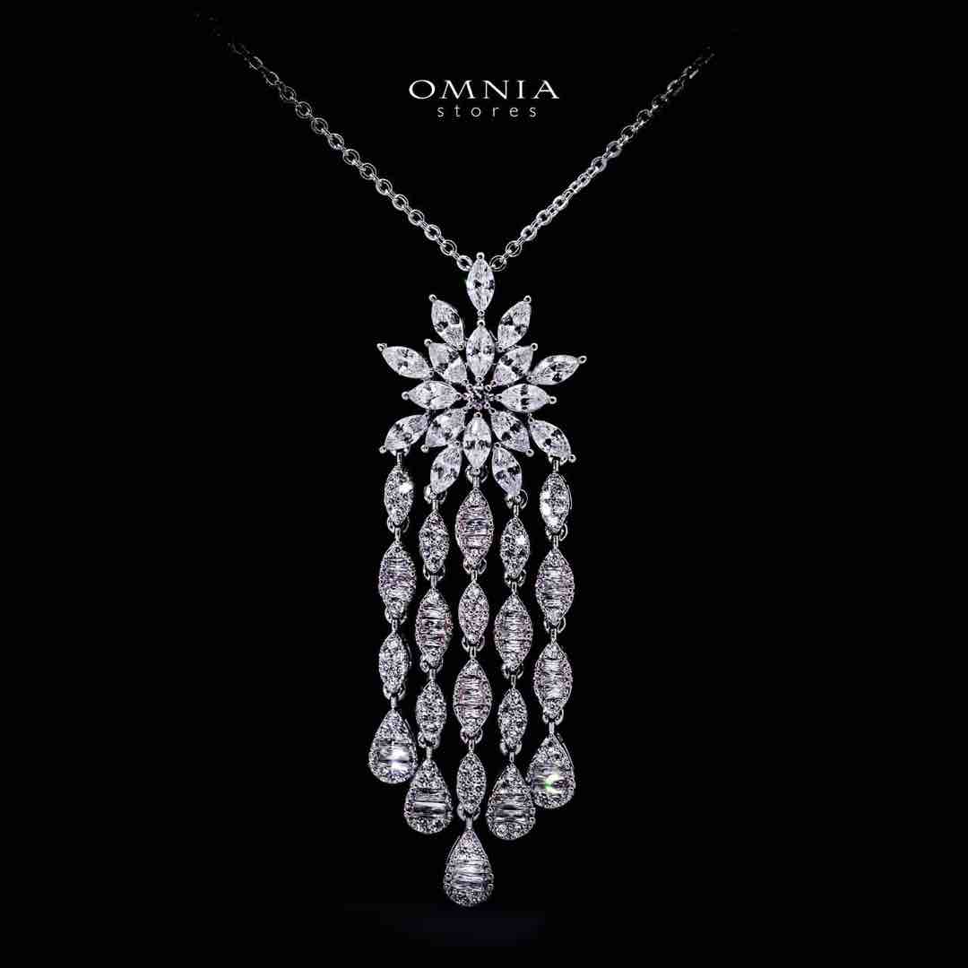 Omnia Zariah Luxury White Necklace, Earrings and Ring Set in High Quality Zircon Stone Rhodium Plated - Image 2