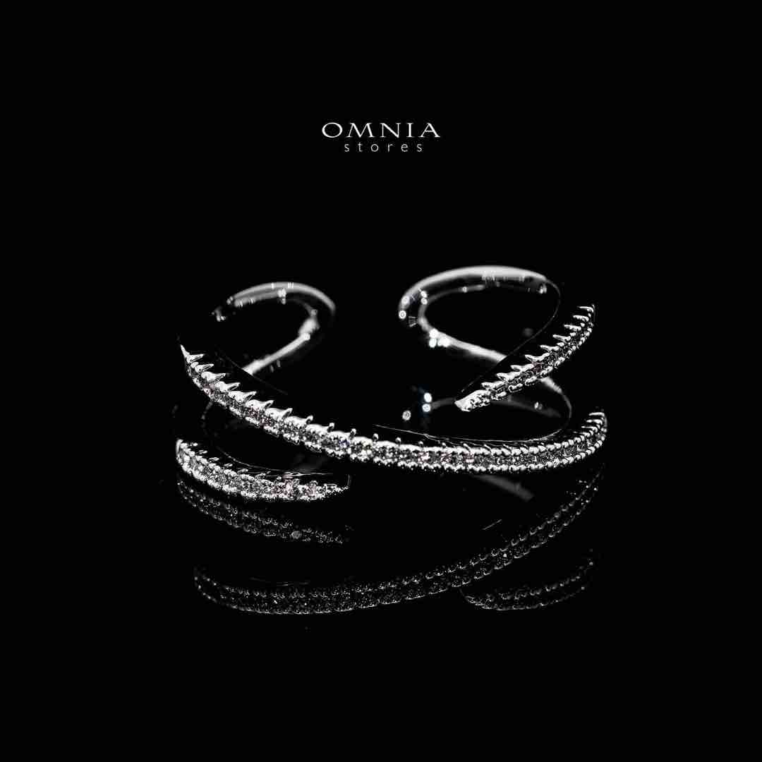 Omnia Hasna Luxury White Bracelet & RIng Set in High Quality Zircon Stone Rhodium Plated - Image 4