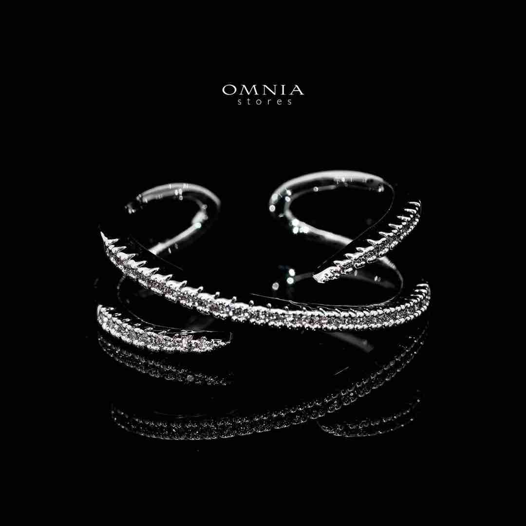Omnia Hasna Luxury White Bracelet & RIng Set in High Quality Zircon Stone Rhodium Plated - Image 3