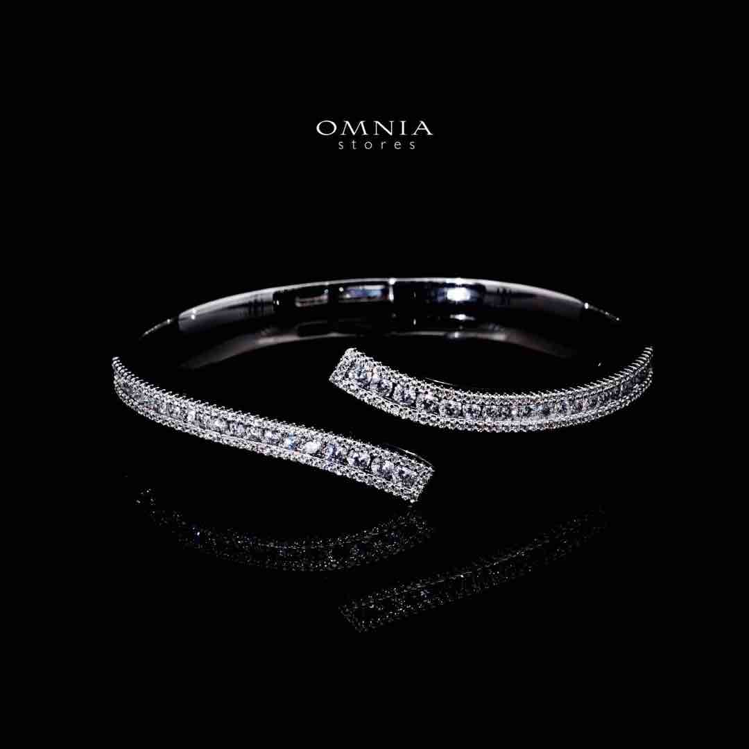Omnia Aleia Luxury White Bracelet & RIng Set in High Quality Zircon Stone Rhodium Plated - Image 2