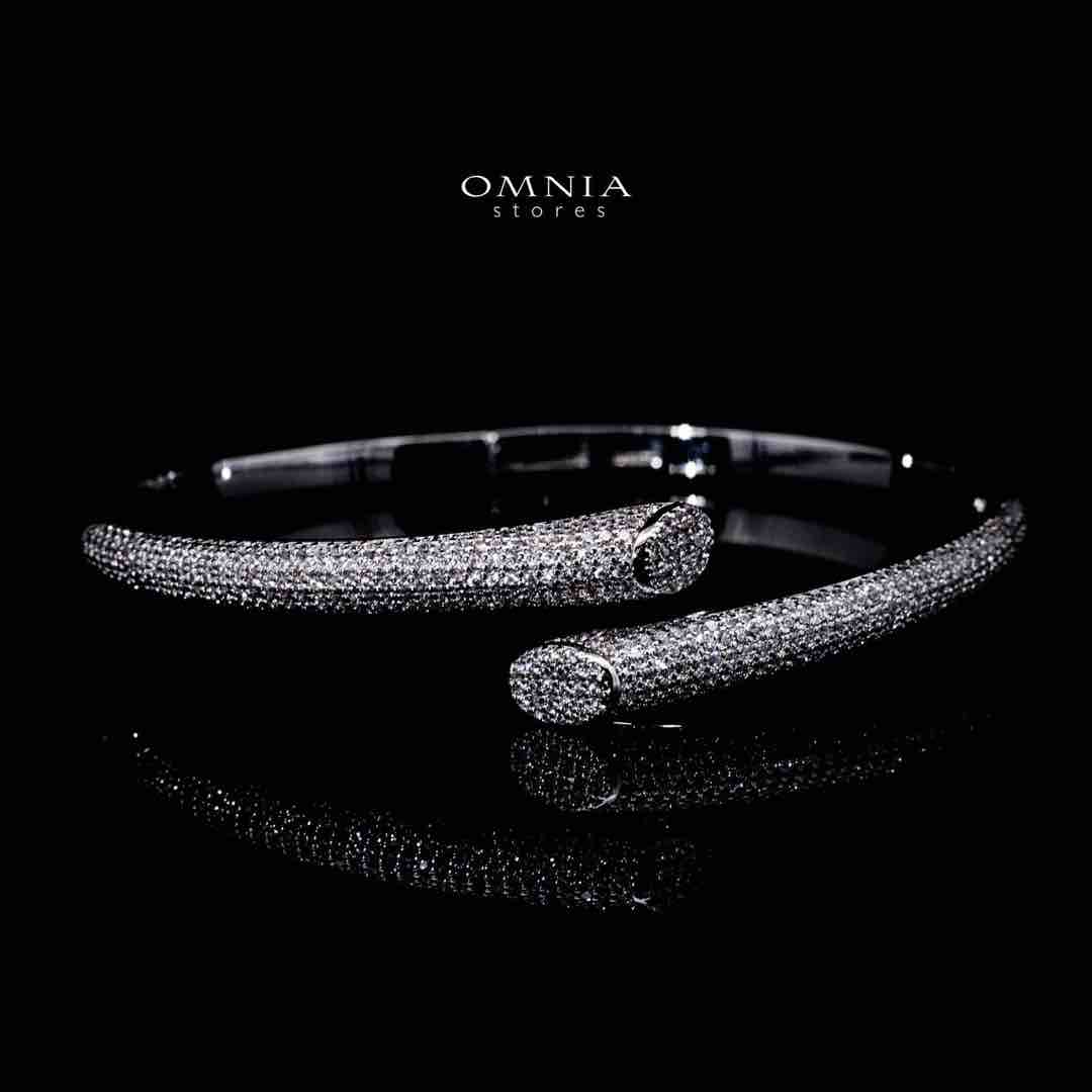 Omnia Aaqilah Luxury White Bracelet & Ring Set in High Quality Zircon Stone Rhodium Plated - Image 2