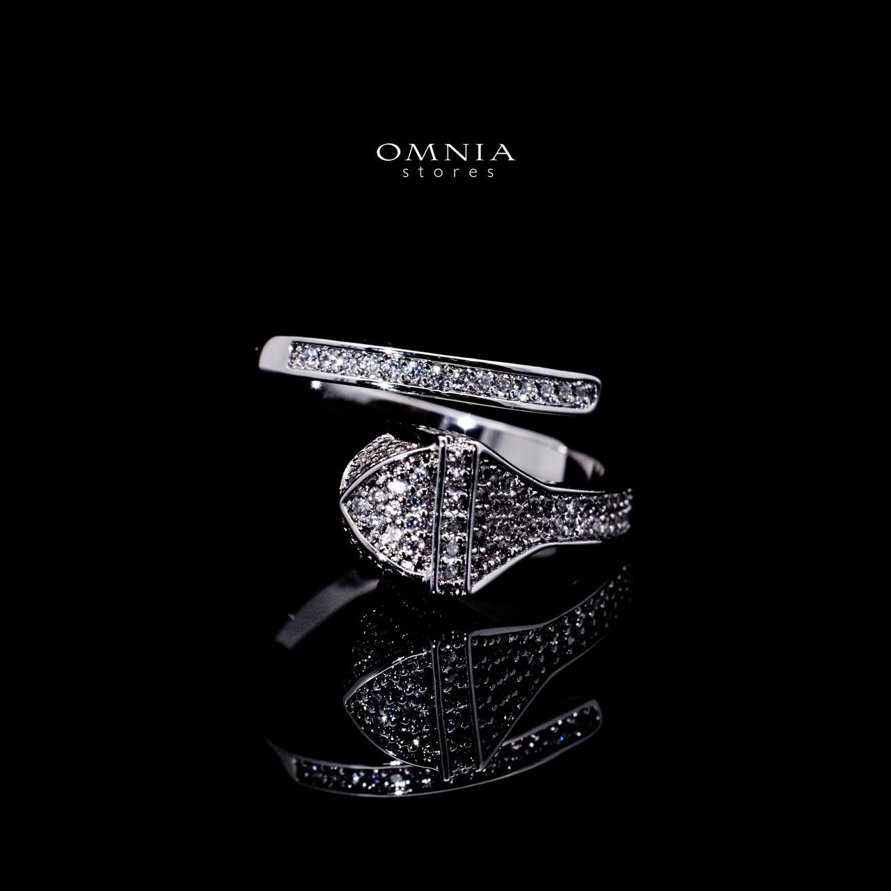 Omnia Baiza Luxury White Bracelet & RIng Set in High Quality Zircon Stone Rhodium Plated - Image 2