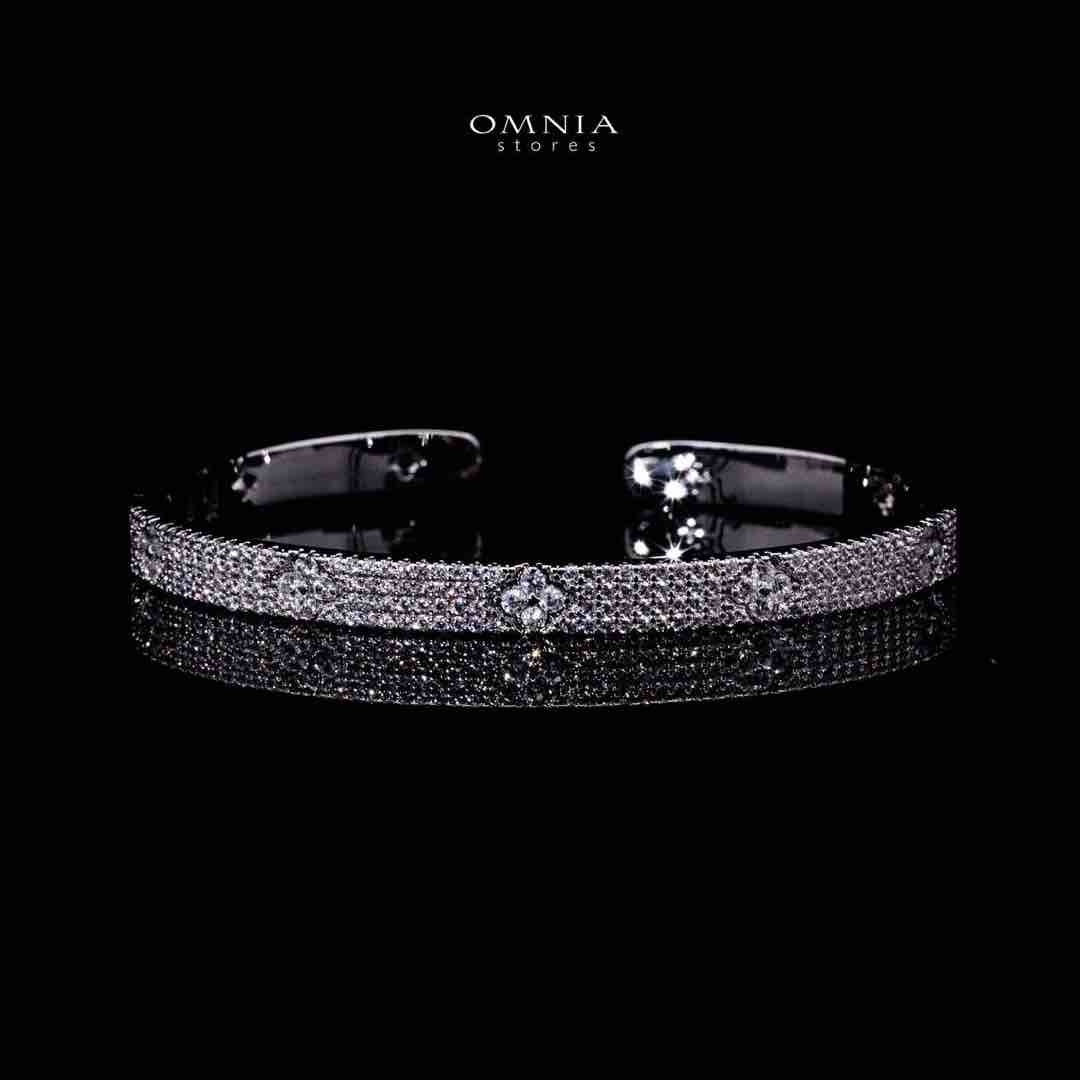 Omnia Daanya Luxury White Bracelet & RIng Set in High Quality Zircon Stone Rhodium Plated - Image 2
