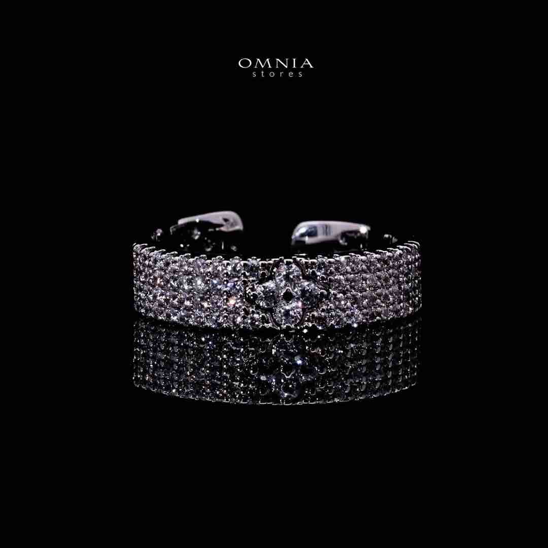 Omnia Daanya Luxury White Bracelet & RIng Set in High Quality Zircon Stone Rhodium Plated - Image 3