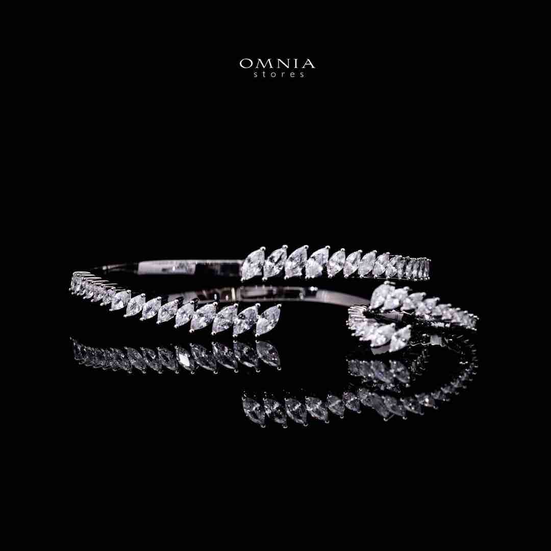 Omnia Ehan Luxury White Bracelet & RIng Set in High Quality Zircon Stone Rhodium Plated - Image 2