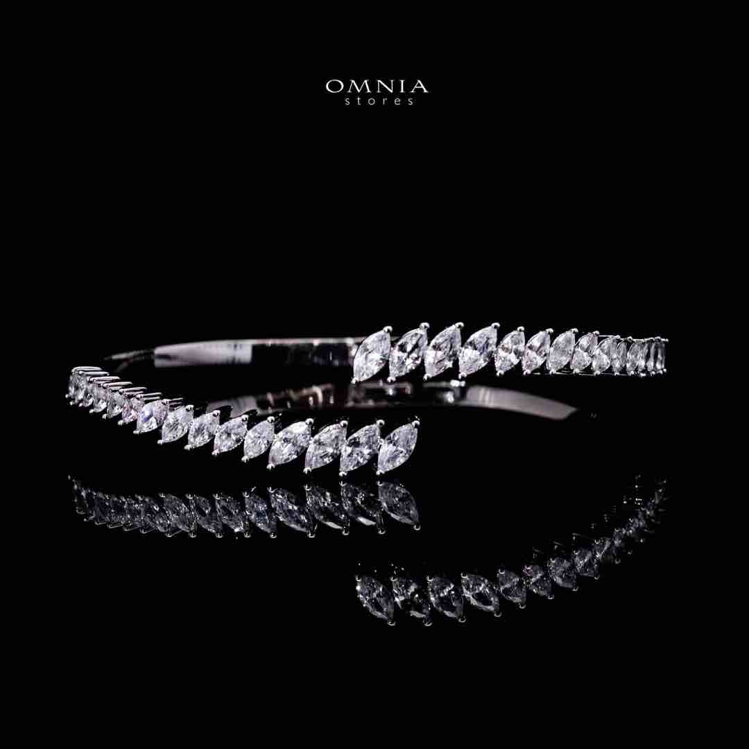 Omnia Ehan Luxury White Bracelet & RIng Set in High Quality Zircon Stone Rhodium Plated - Image 4