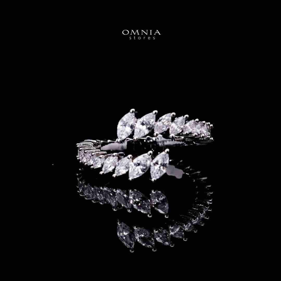 Omnia Ehan Luxury White Bracelet & RIng Set in High Quality Zircon Stone Rhodium Plated - Image 3