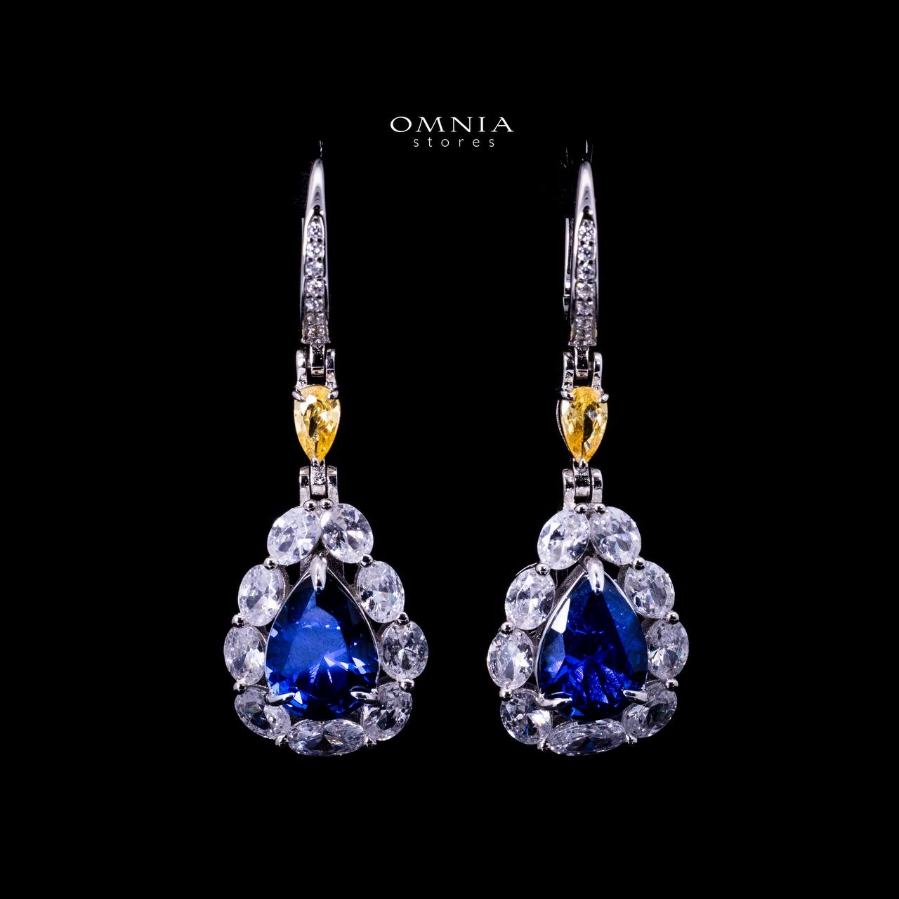 Omnia Amarah Blue & Yellow Stone Drop Earrings in 925 Silver with High Quality Simulated Diamonds - Image 3