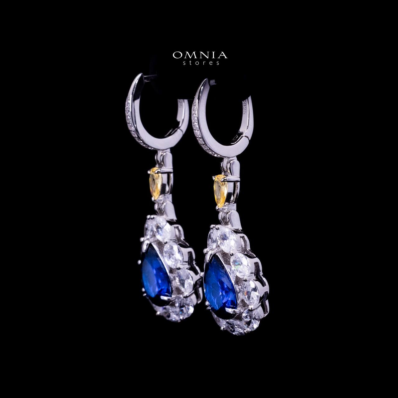 Omnia Amarah Blue & Yellow Stone Drop Earrings in 925 Silver with High Quality Simulated Diamonds - Image 4