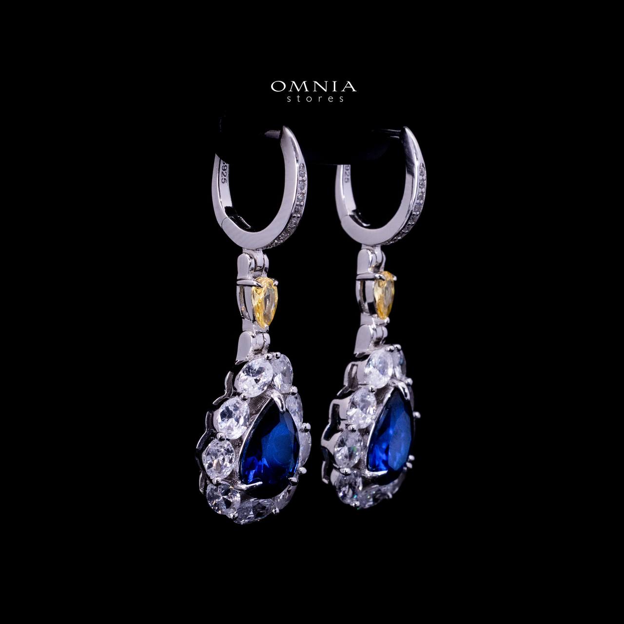 Omnia Amarah Blue & Yellow Stone Drop Earrings in 925 Silver with High Quality Simulated Diamonds - Image 5