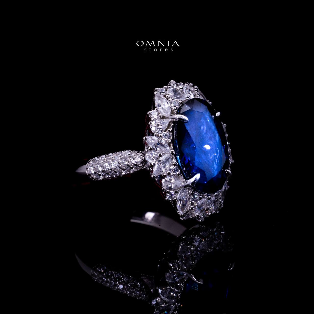 Omnia Anayah Royal Blue Stone Silver Ring in 925 Silver with High Quality Simulated Diamonds - Image 2