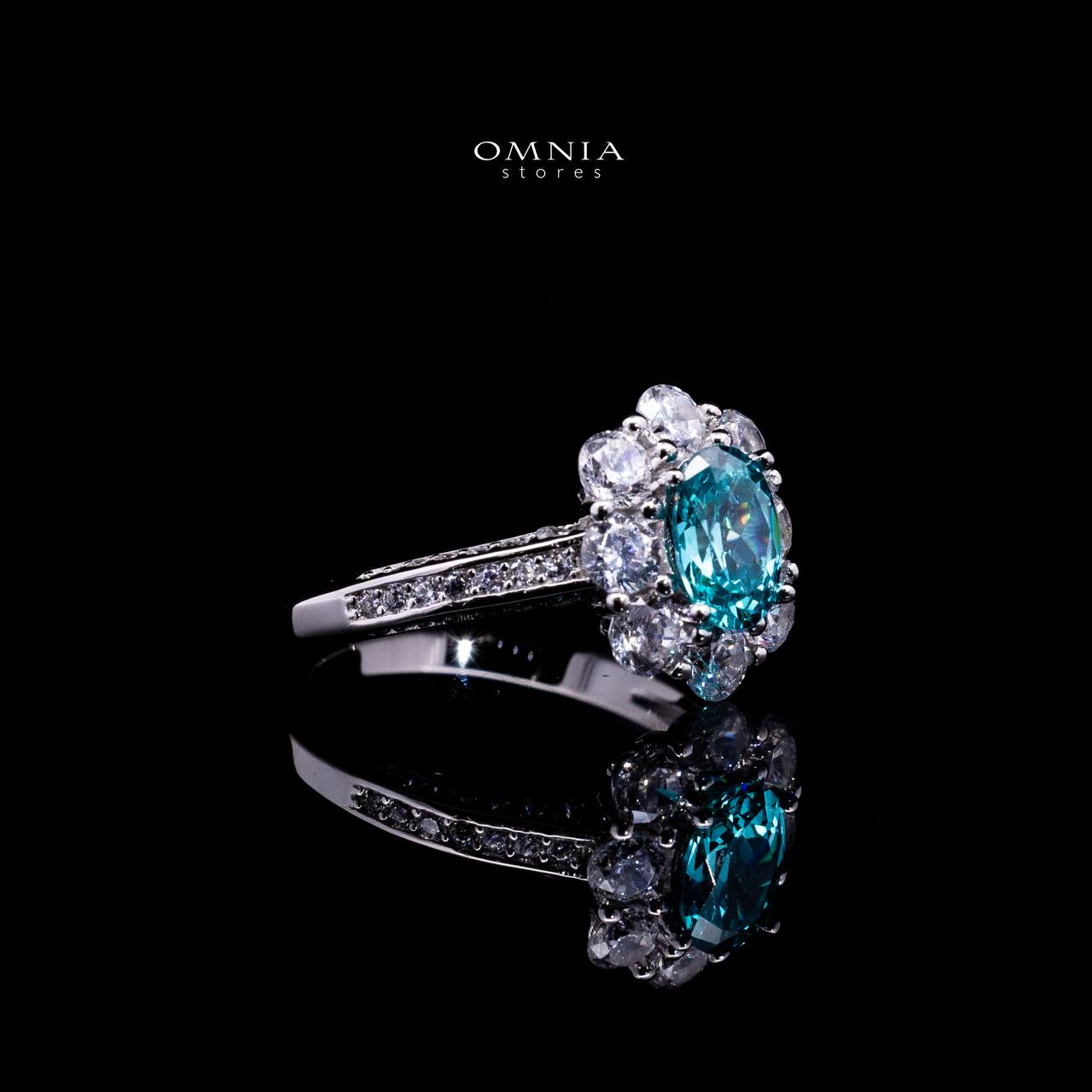Omnia Mashael Sky Blue Silver RIng 925 Silver in High Quality Simulated Diamonds - Image 3