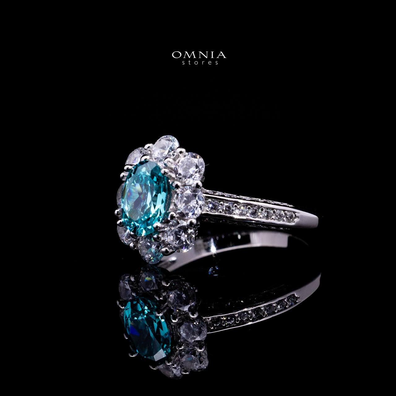 Omnia Mashael Sky Blue Silver RIng 925 Silver in High Quality Simulated Diamonds - Image 2