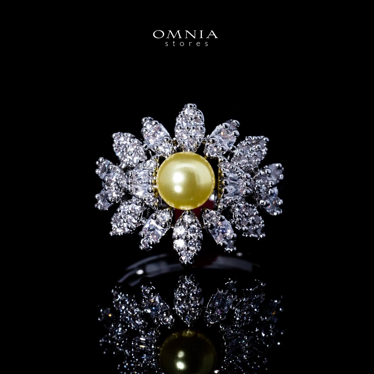 Omnia Shaika White in Golden Pearl Luxury Bridal Full Set in High Quality Zircon Stone Rhodium Plated - Image 5