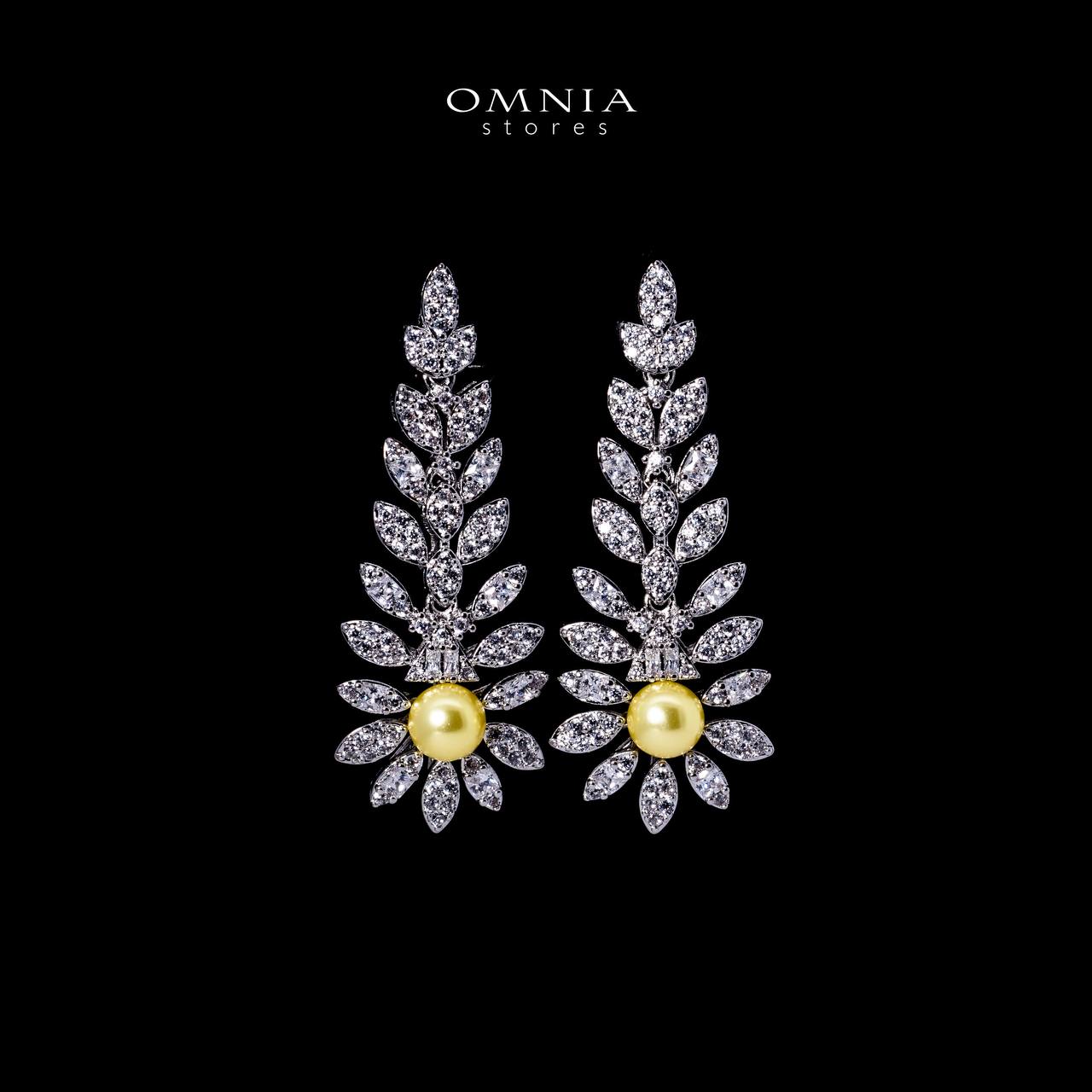 Omnia Shaika White in Golden Pearl Luxury Bridal Full Set in High Quality Zircon Stone Rhodium Plated - Image 4