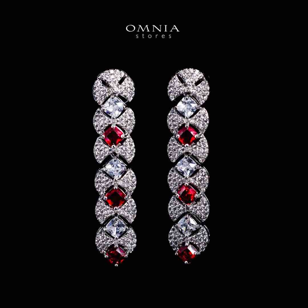 Omnia Layan Red Bridal Full Set in High-Quality Zircon Stone Rhodium Plated - Image 5