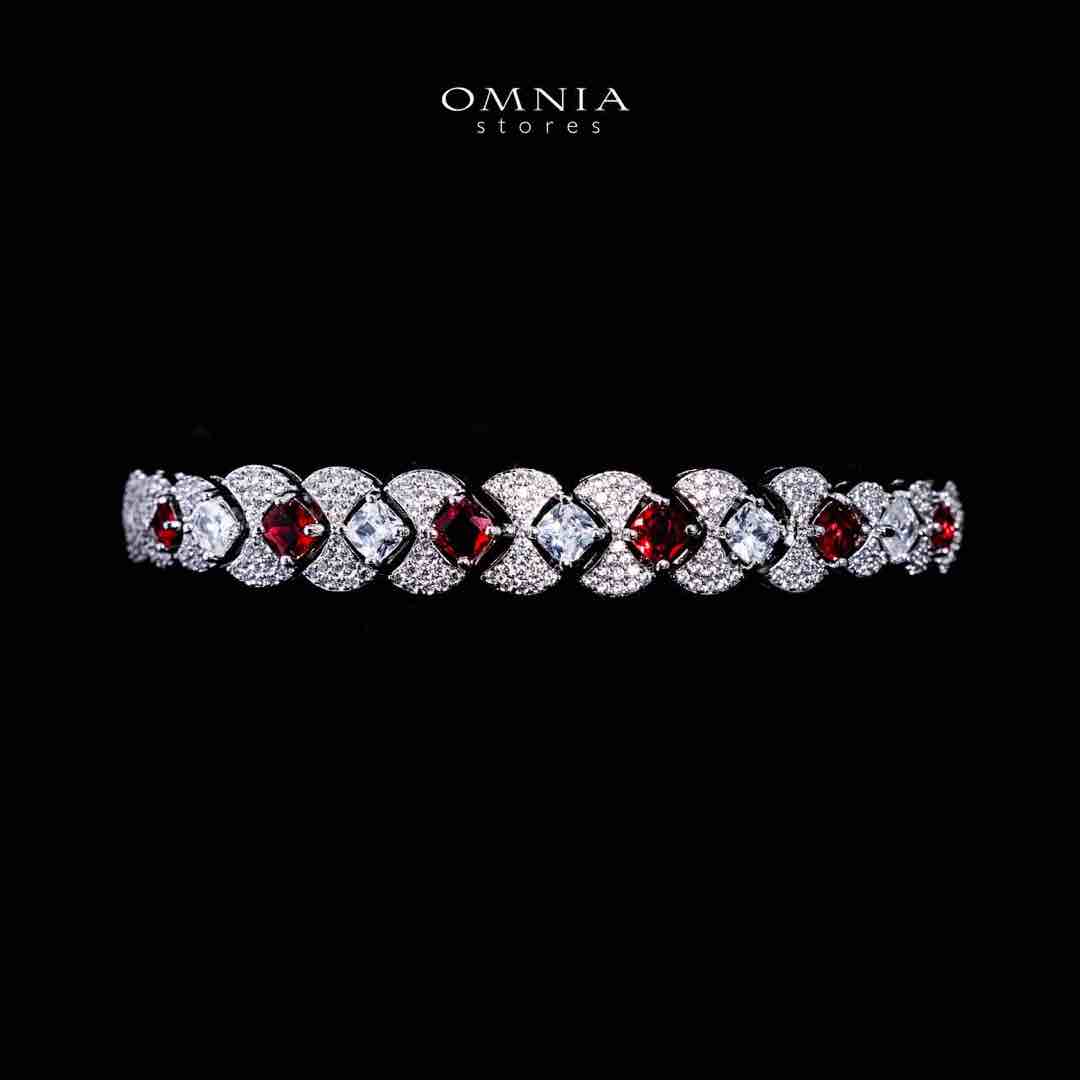 Omnia Layan Red Bridal Full Set in High-Quality Zircon Stone Rhodium Plated - Image 4