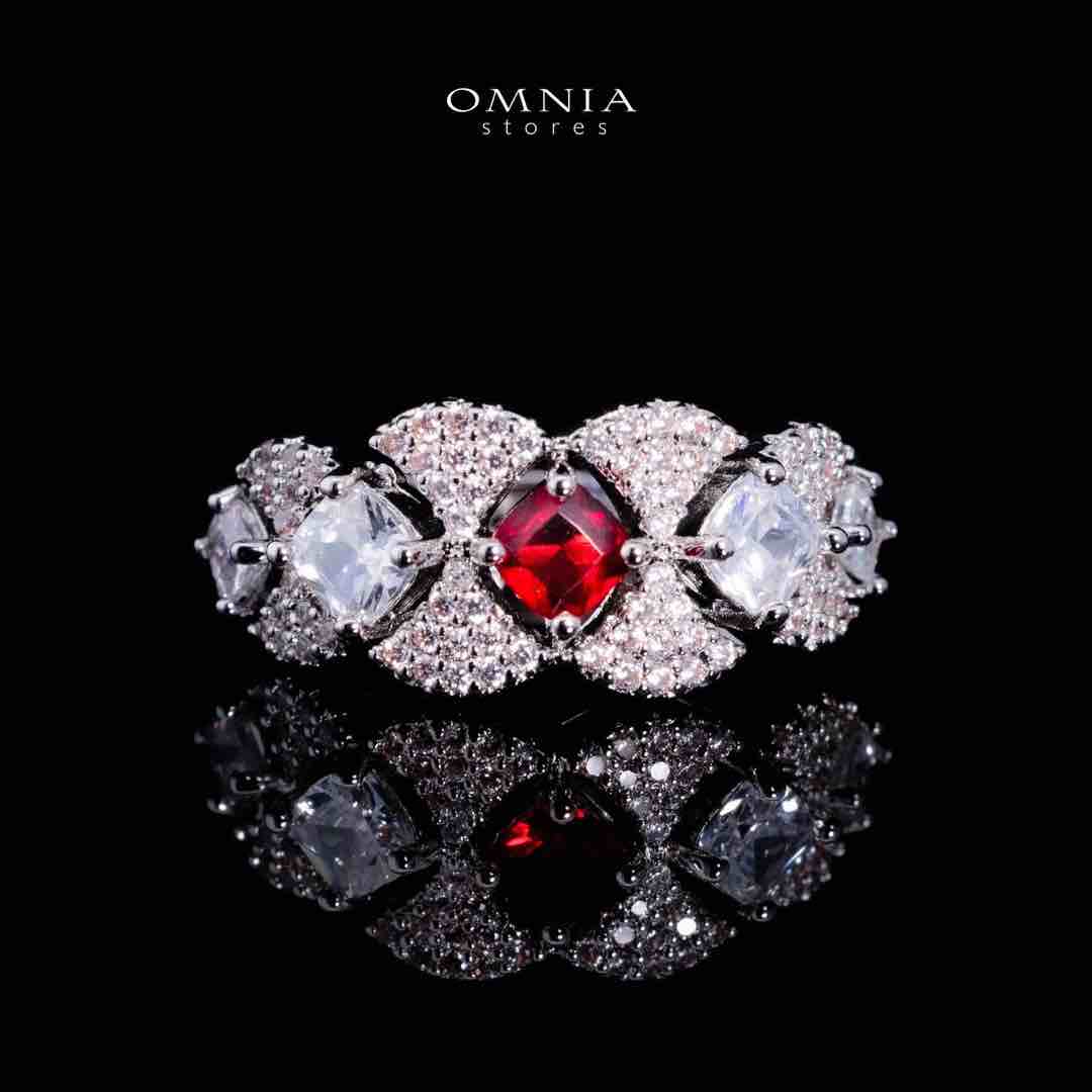 Omnia Layan Red Bridal Full Set in High-Quality Zircon Stone Rhodium Plated - Image 3
