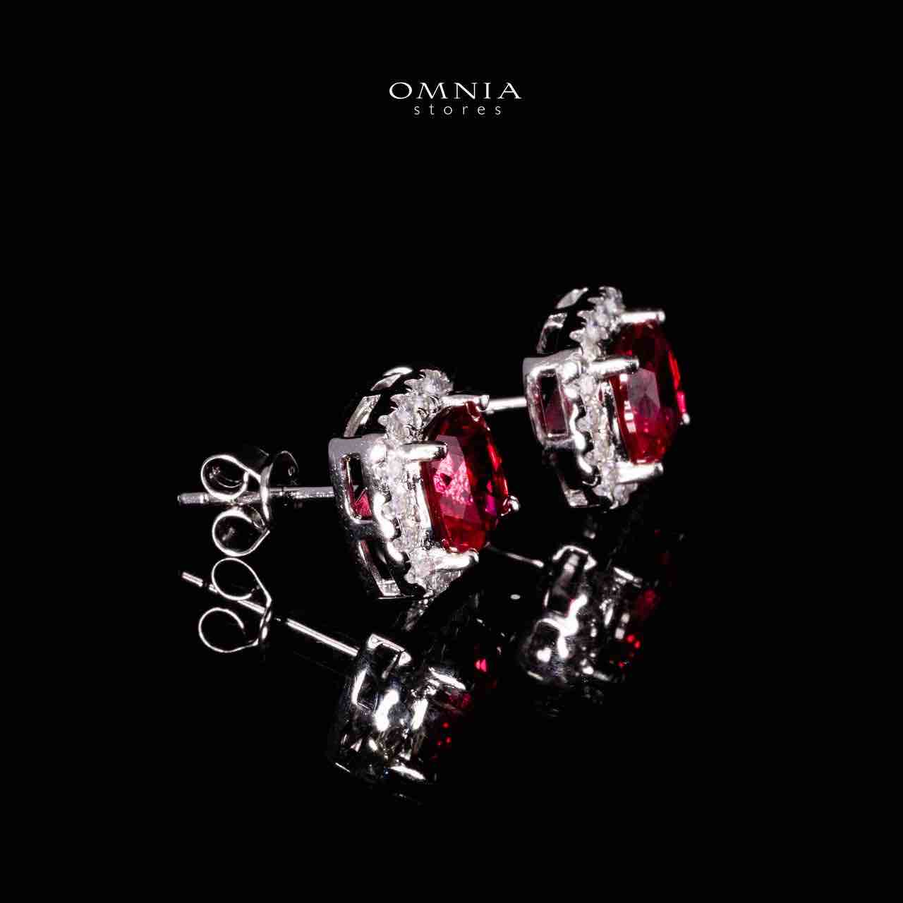Dareema Lab Grown Ruby Red Stones With GRC Certifited Square Stud Earrings in 925 Silver - Image 2