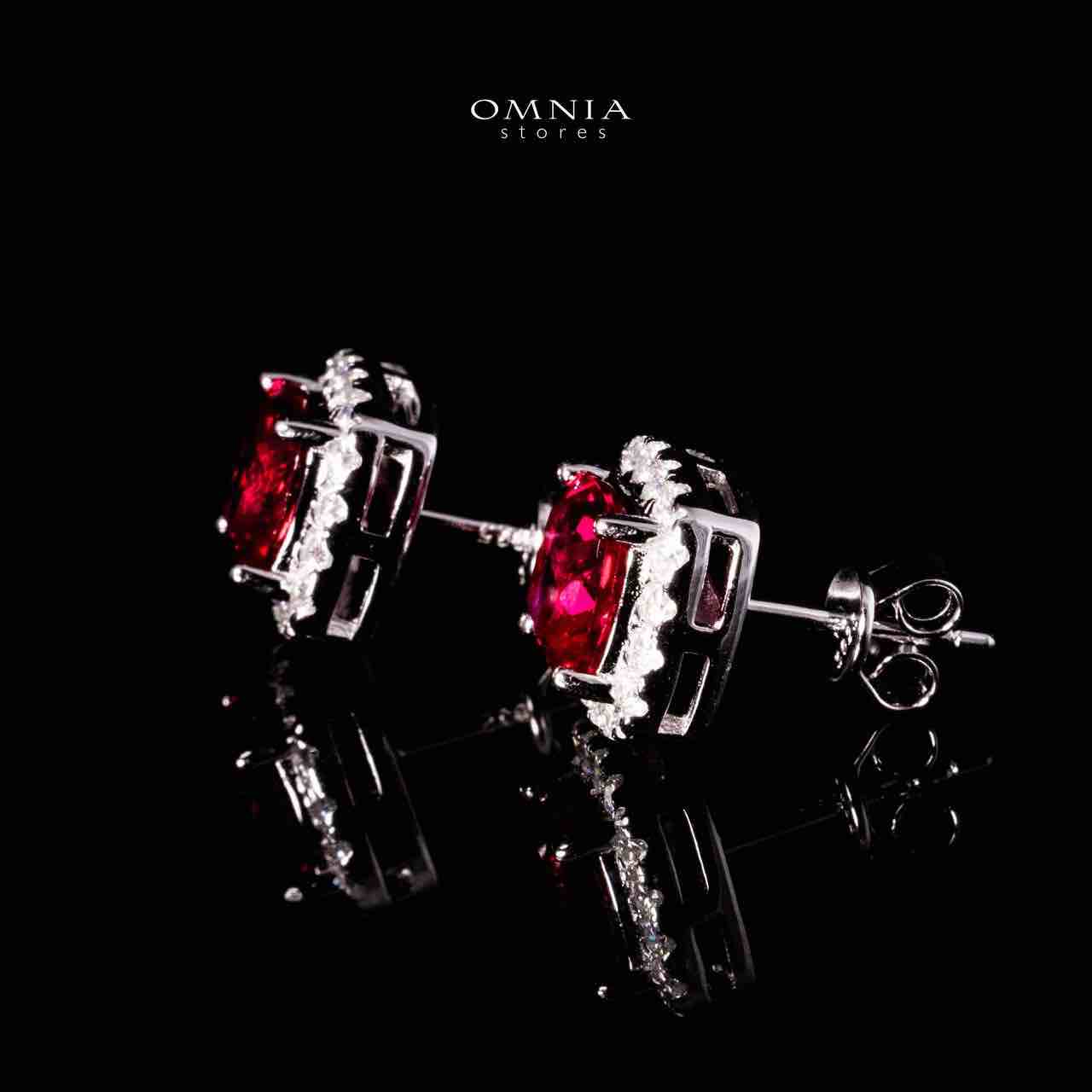 Dareema Lab Grown Ruby Red Stones With GRC Certifited Square Stud Earrings in 925 Silver - Image 3