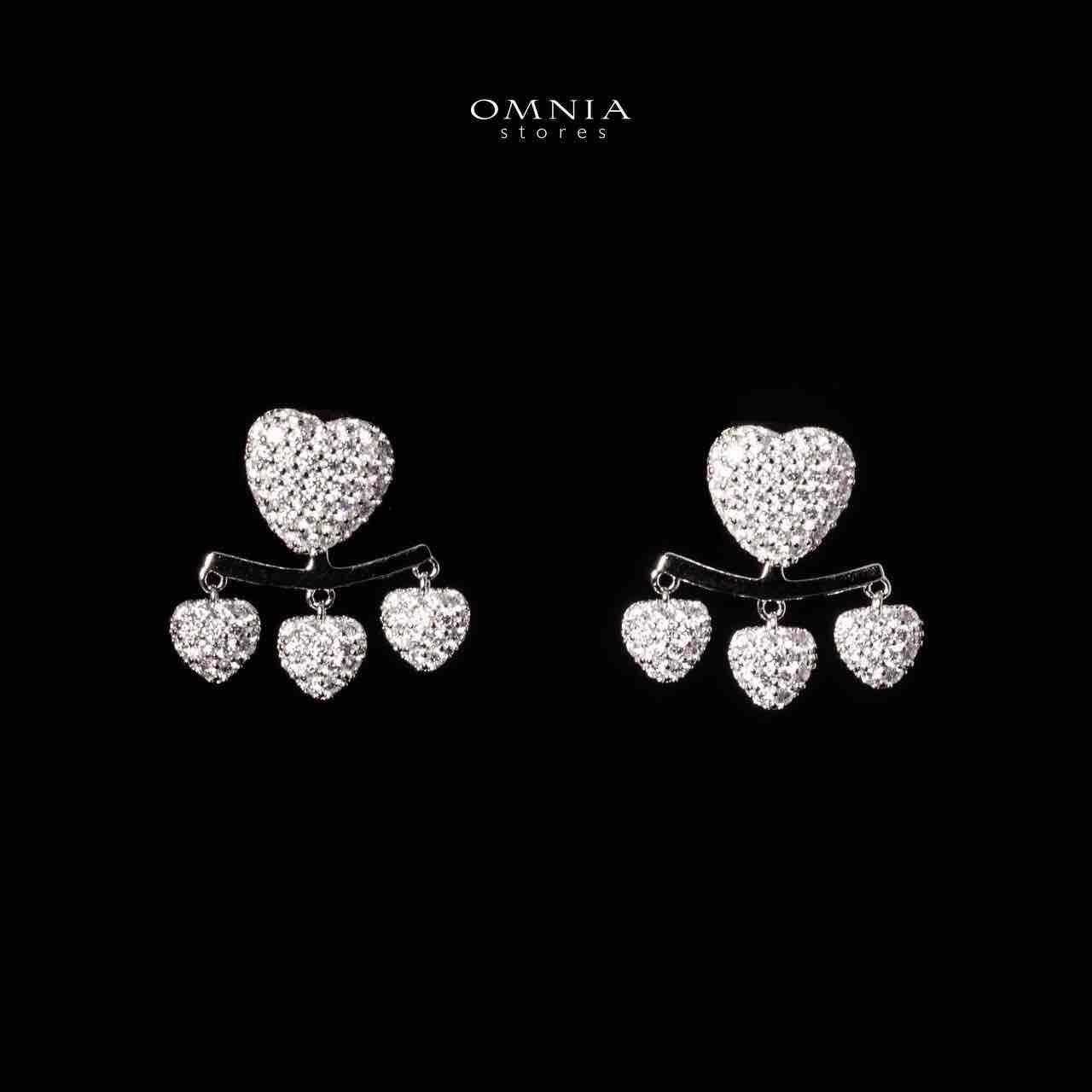 Omnia Yamila Silver Heart Drop Earrings 925 Silver in High Quality White Moissanite Stones - Image 2