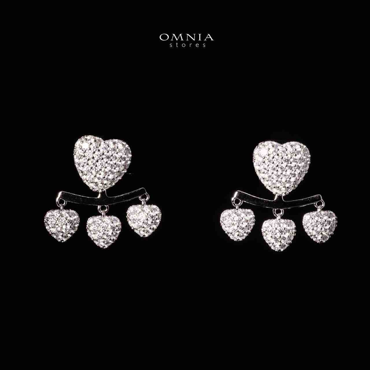 Omnia Yamila Silver Heart Drop Earrings 925 Silver in High Quality White Moissanite Stones - Image 3