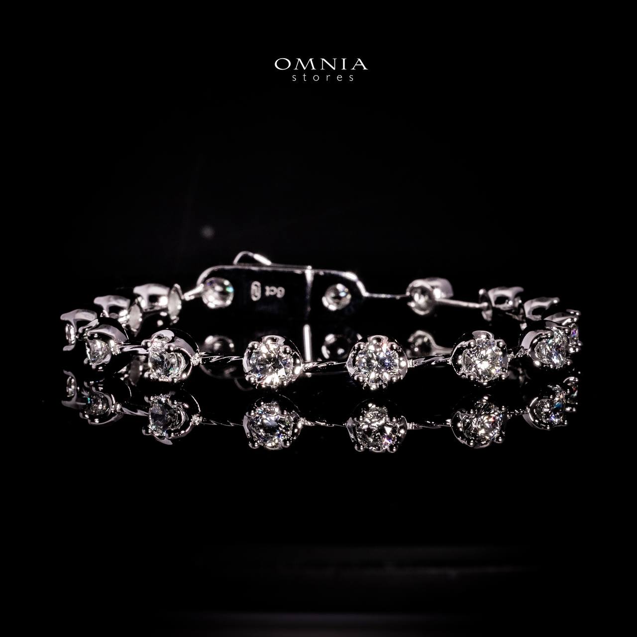 Omnia Mahdiya White Bracelet In 925 Silver With High Quality Lab Crafted Stones - Image 2