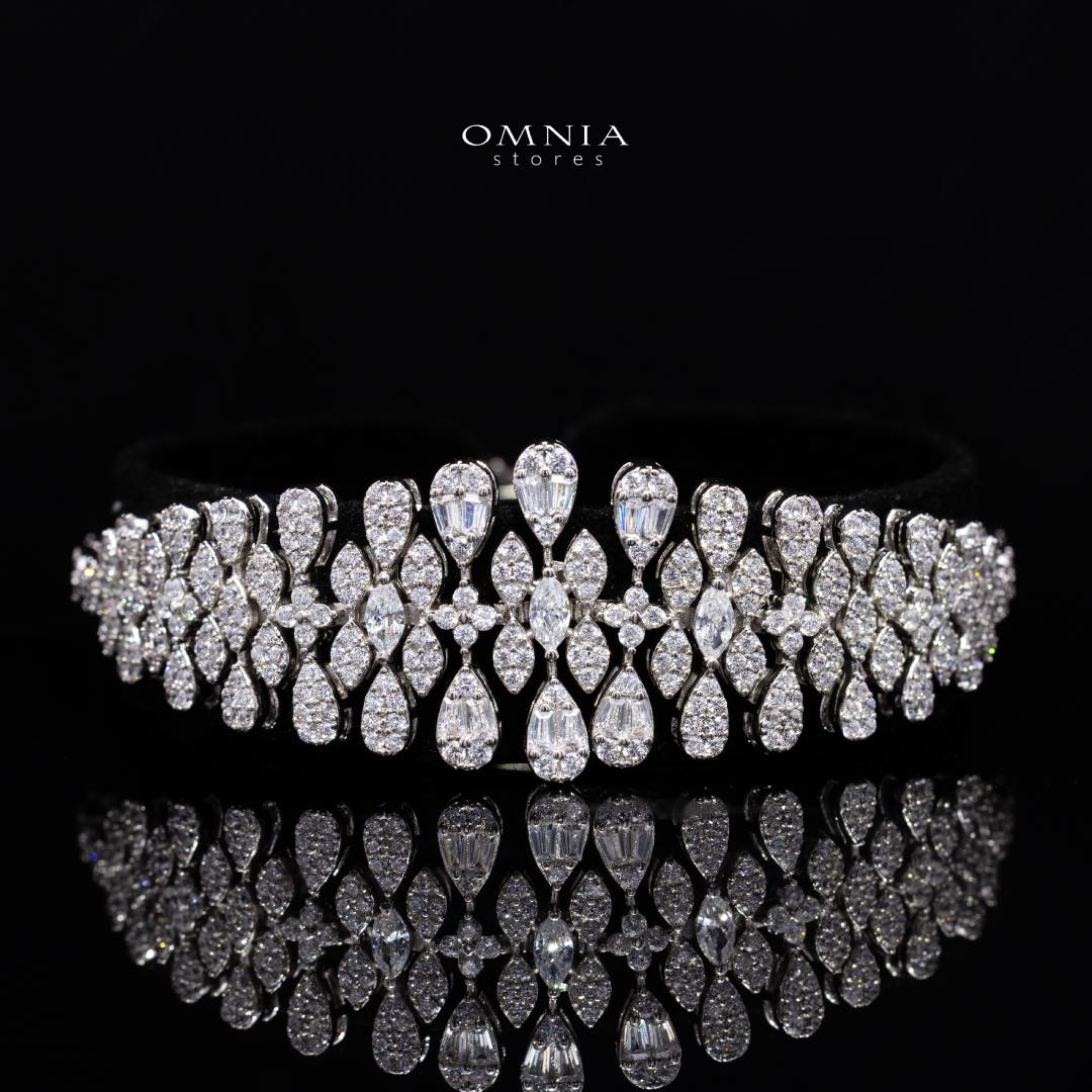 Omnia Raawiya White Luxury Bridal Set In Rhodium Plated with High Quality Zircon Stones - Image 4