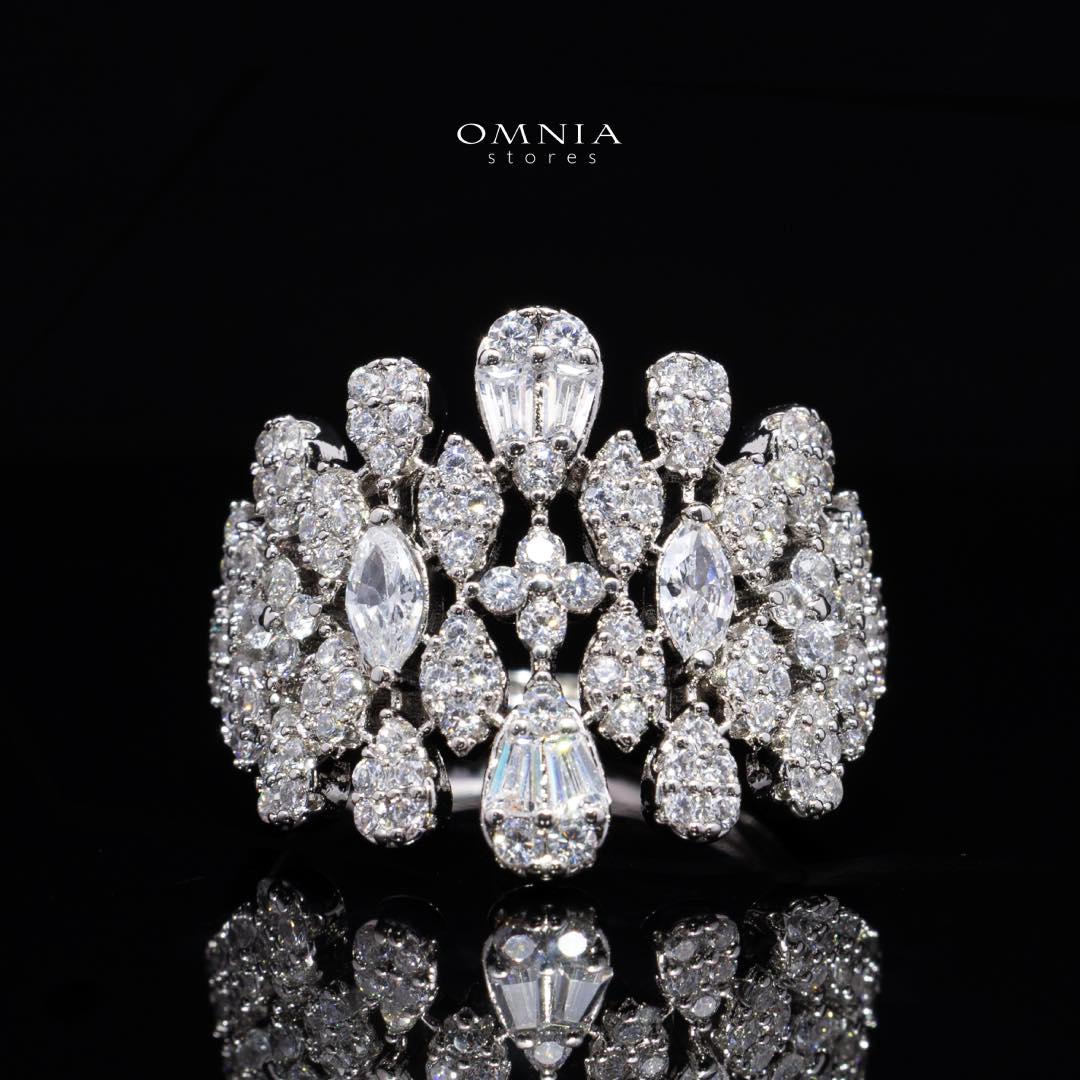 Omnia Raawiya White Luxury Bridal Set In Rhodium Plated with High Quality Zircon Stones - Image 5