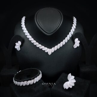 Omnia Alaia Luxury White Bridal Full Set in High Quality Zircon Stone Rhodium Plated