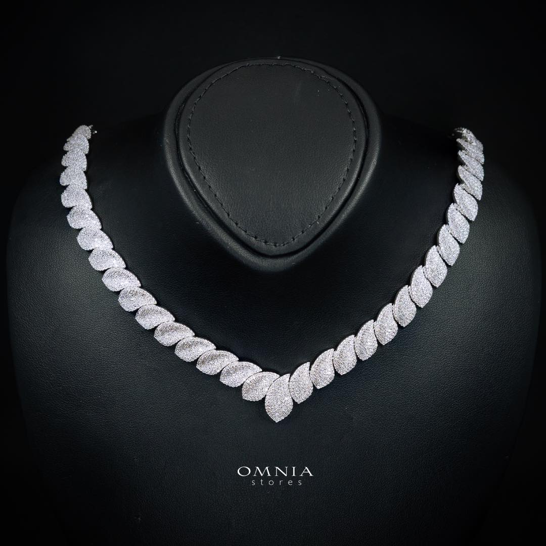 Omnia Alaia Luxury White Bridal Full Set in High Quality Zircon Stone Rhodium Plated - Image 2