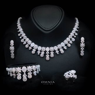 Omnia Trisha White Full set Accessories in High Quality Zircon Stone in Rhodium Plated