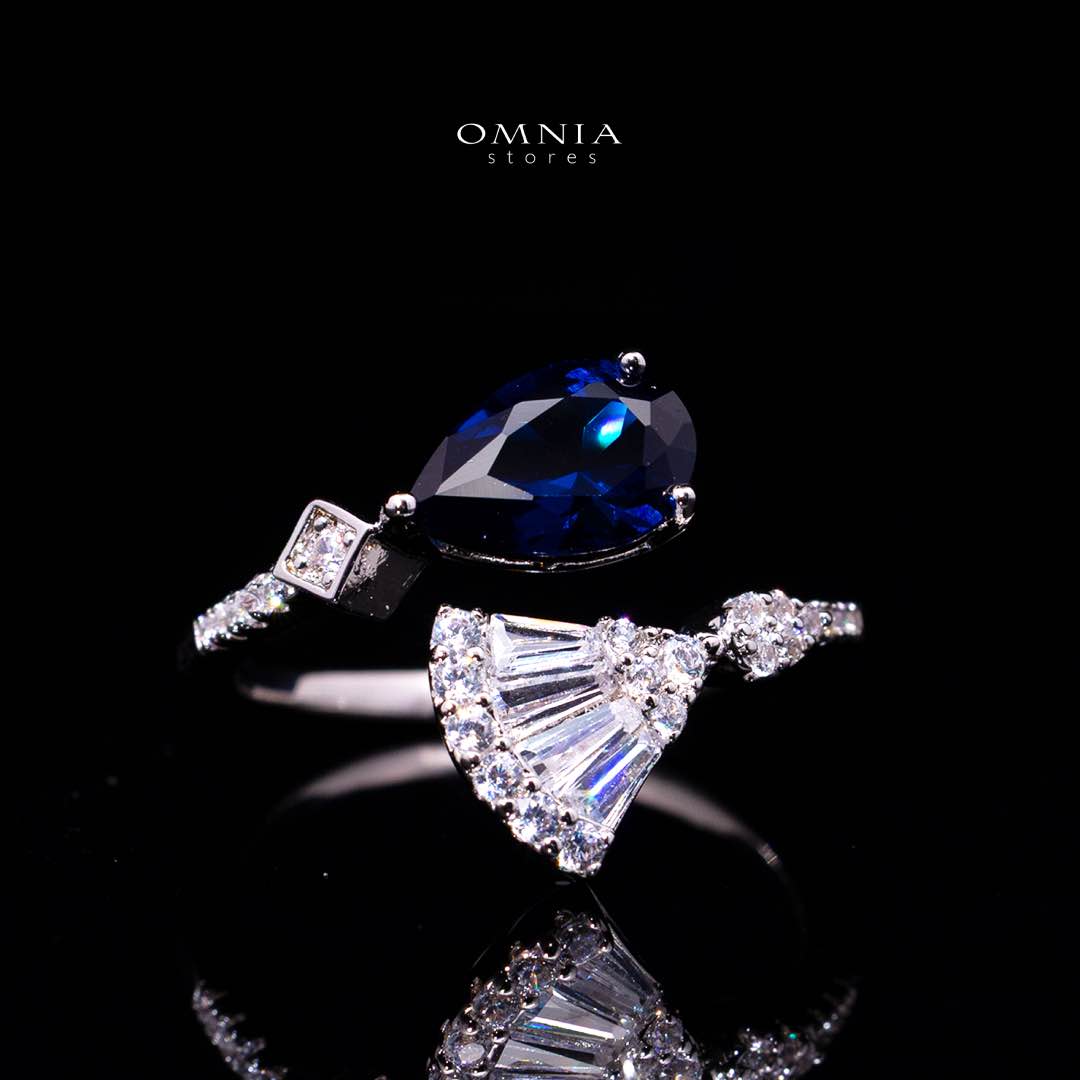 Omnia Marwa Blue Bridal Full Set in High Quality Zircon Stone Rhodium Plated( only available in ksa) - Image 4