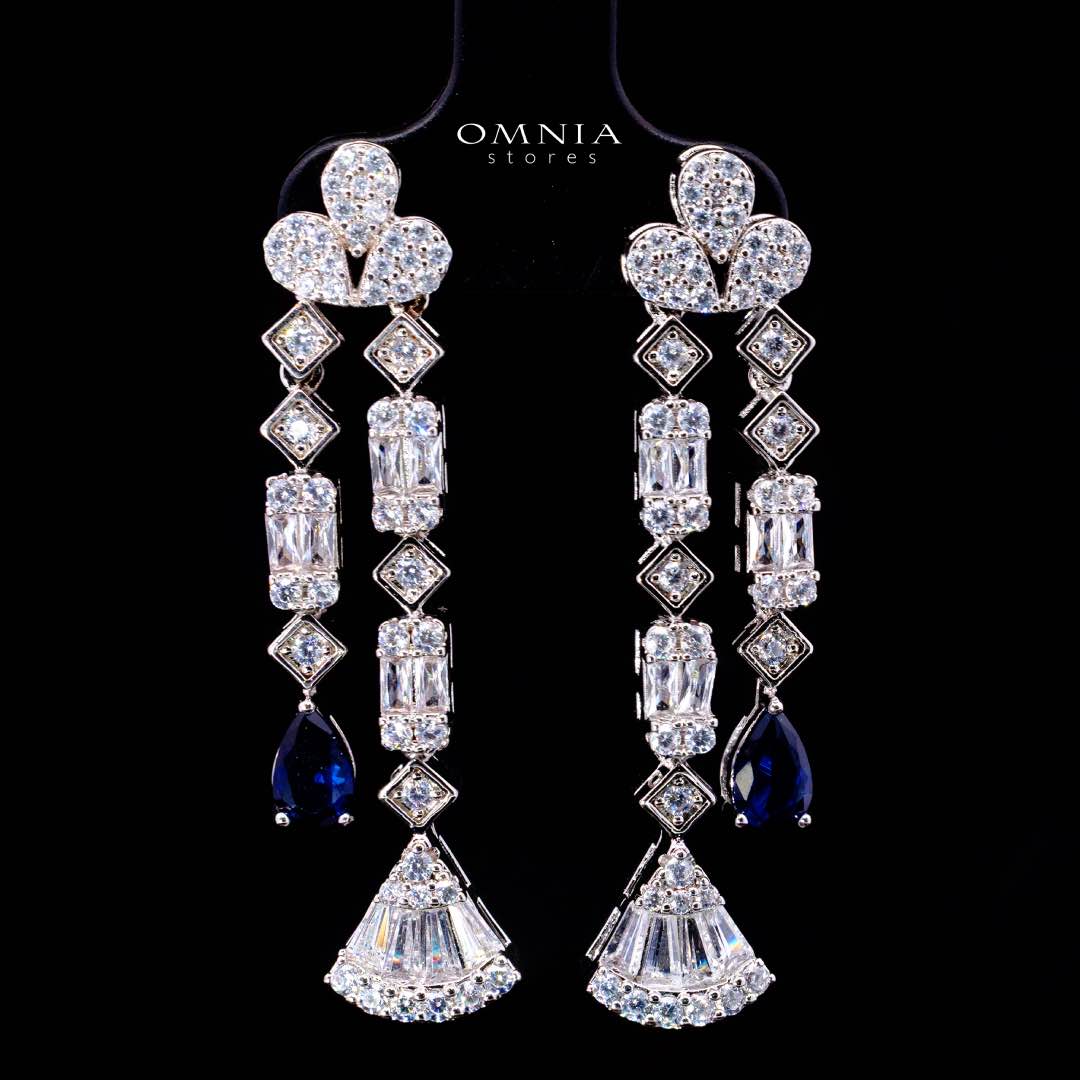 Omnia Marwa Blue Bridal Full Set in High Quality Zircon Stone Rhodium Plated( only available in ksa) - Image 5