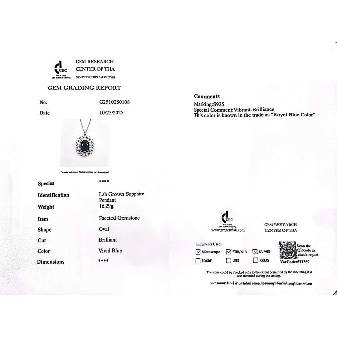 Zayra Lab Grown With GRC Certified Saphhire Blue Stones Necklace and Earrings Set in 925 Silver - Image 4
