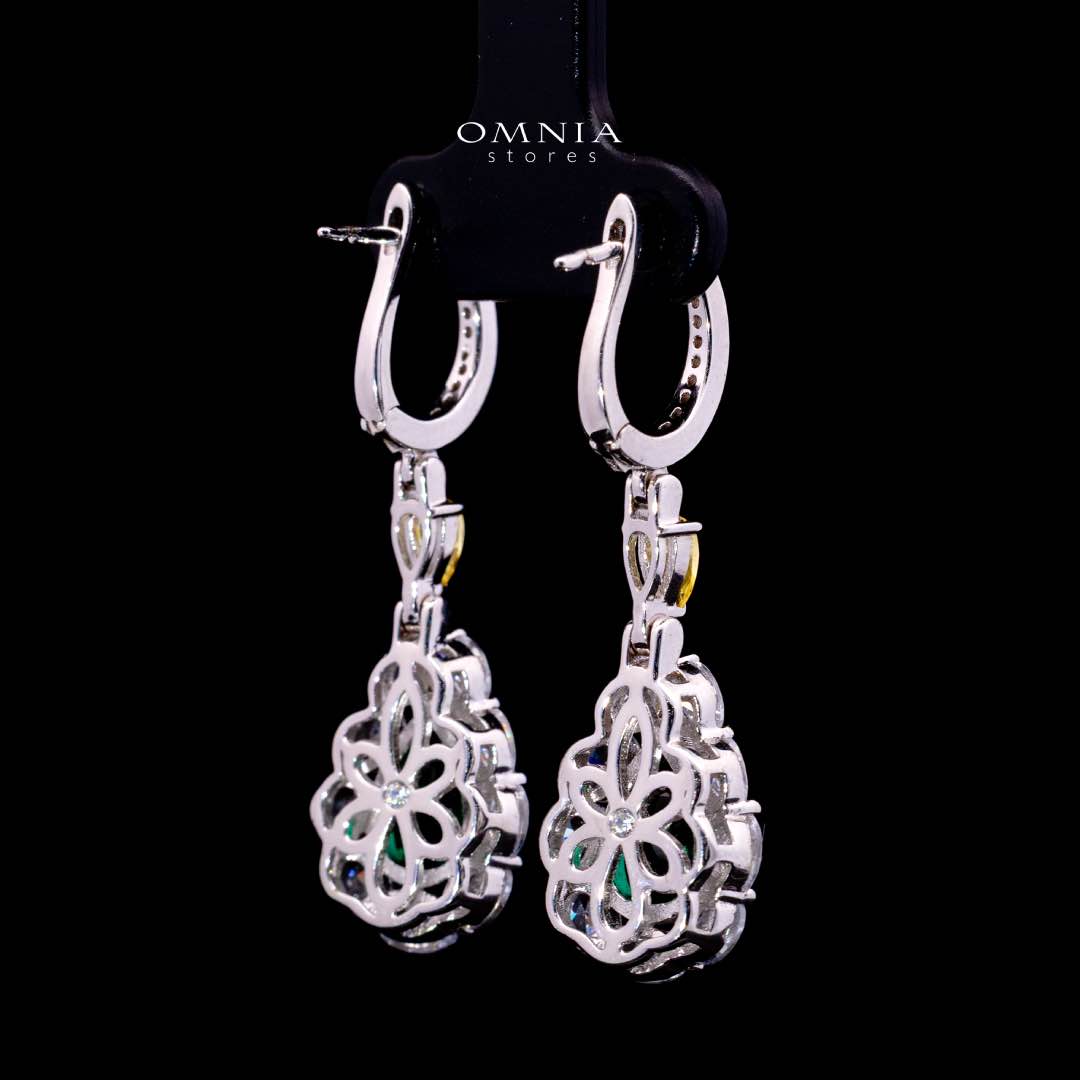 Omnia Amarah Green & Yellow Stone Drop Earrings in 925 Silver with High Quality Simulated Diamonds - Image 4