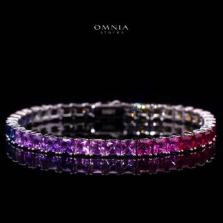 Zaha Lab Grown Sapphire Stone With GRC Certified Tennis Bracelet in 925 Silver Stones SQ 4x4mm