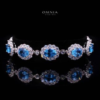 Mahasin Lab Grown Synthetic Spinel Sky Blue Stones With GRC Certified Bracelet in 925