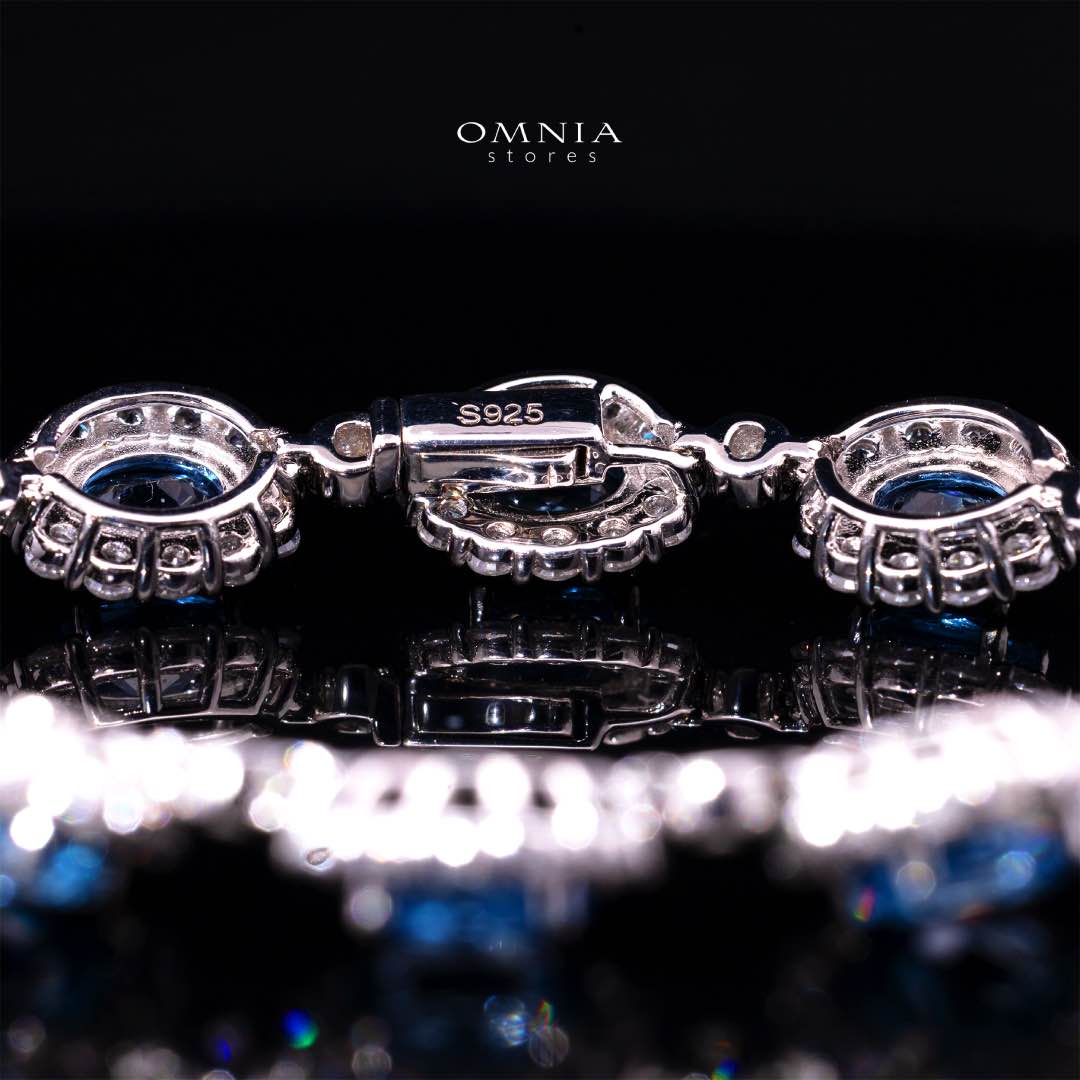 Mahasin Lab Grown Synthetic Spinel Sky Blue Stones With GRC Certified Bracelet in 925 - Image 2