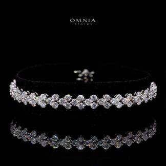 Omnia Nasiya White Silver Bracelet in 925 Silver with High-Quality Moissanite Stones