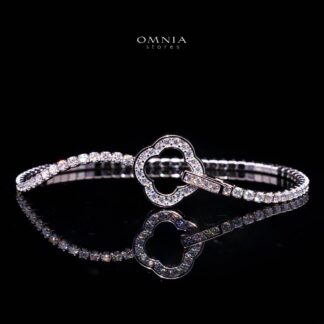 Omnia Emma White Silver Tennis Bracelet in 925 Silver with High-Quality Moissanite Stones