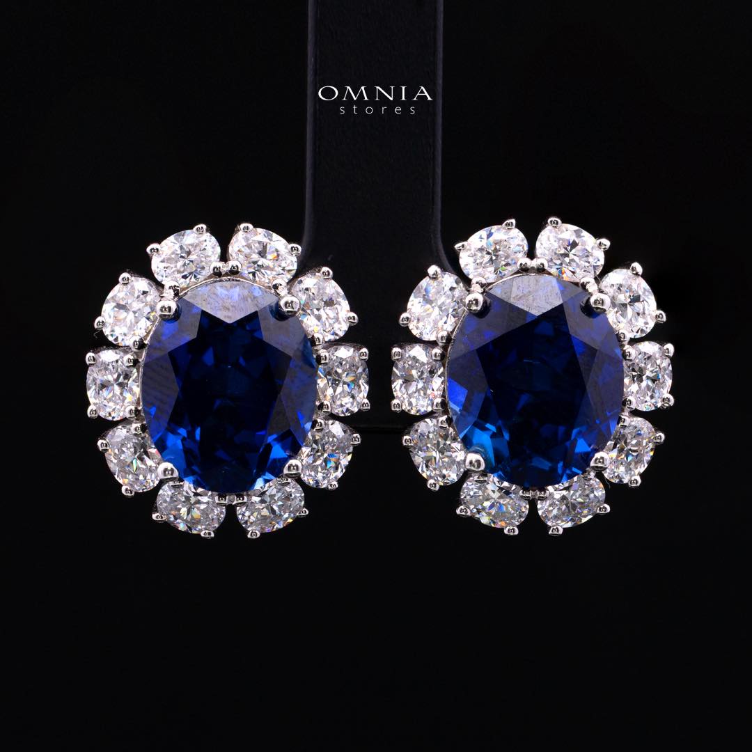 Zayra Lab Grown With GRC Certified Saphhire Blue Stones Necklace and Earrings Set in 925 Silver - Image 3