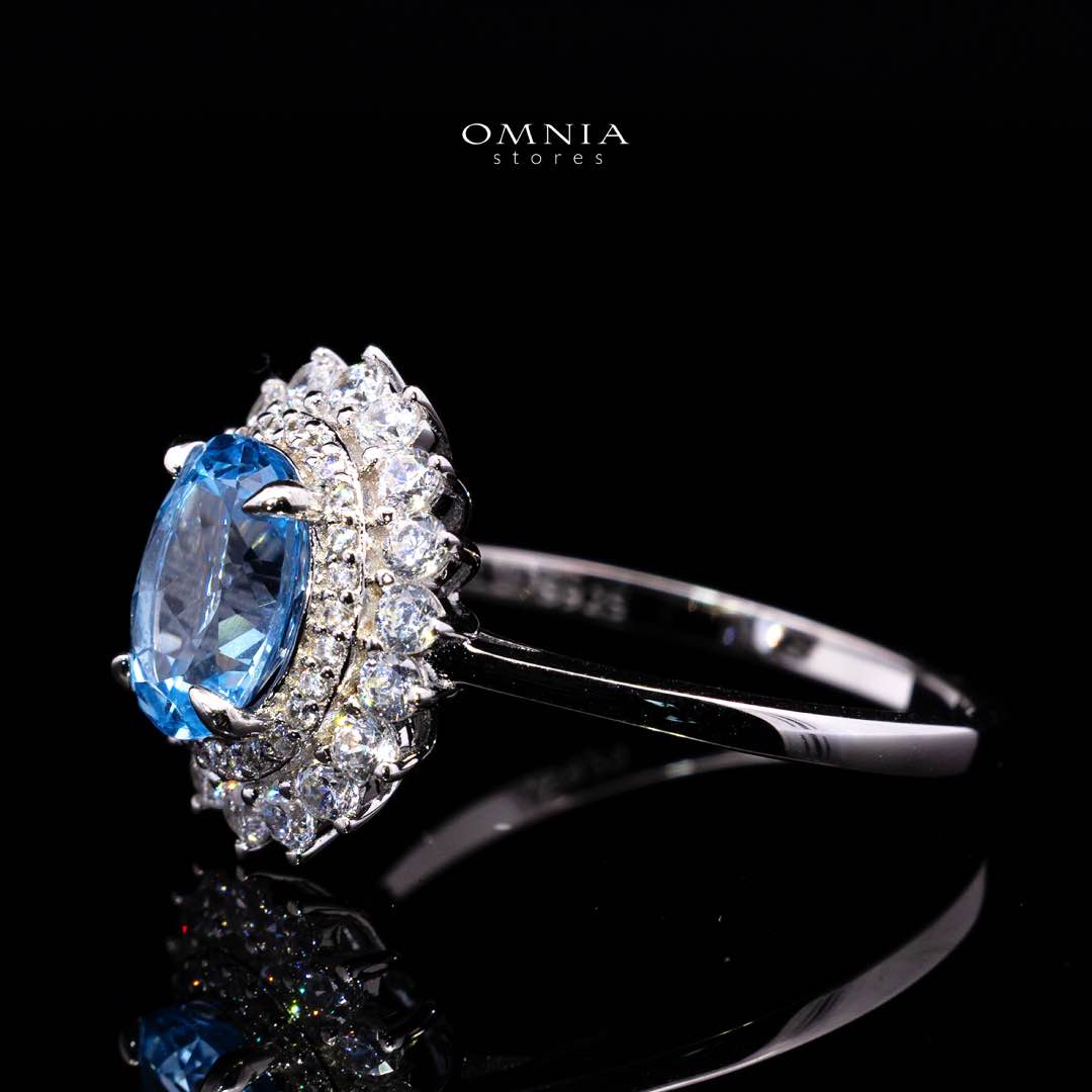 Mena Lab Grown Synthetic Spinel Sky Blue Stones With GRC Certified Ring in 925 Silver - Image 2