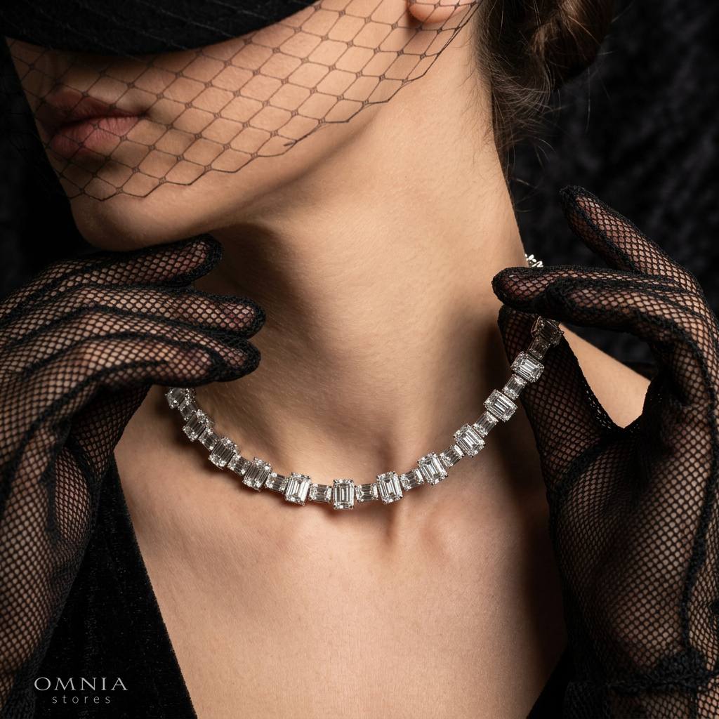 Omnia Nayra White Necklace With High Quality Lab Crafted Stones In 925 Silver - Image 3
